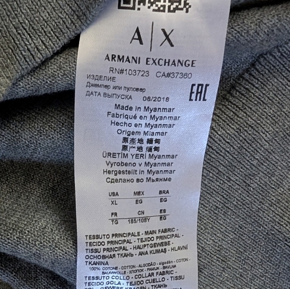 Armani Exchange Men's Zip Up Gray Sweater - Picture 4 of 5